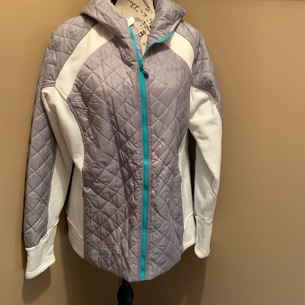 NWT Avalanche Outcross Hybrid Hoody silver grey/white/bright teal XL (227)
